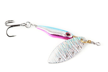 Spinner, lure for predator fishing, shot on white