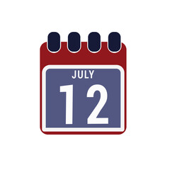 Calendar displaying day 12 ( twelfth ) of the July - Day 12 of the month. illustration