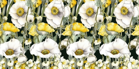 Fototapeta premium beautiful watercolor flower tiles. Ready for 4-way tiling. Generative AI 