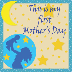 baby card, baby boy card, milestone card, Mother's day, mother with baby