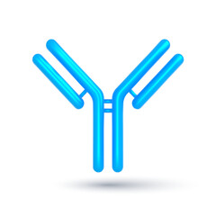 Antibody immunoglobulin molecule. Protective proteins. 3D medical icon. Vector illustration.