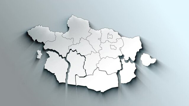 Modern White Map of Mongolia with Provinces