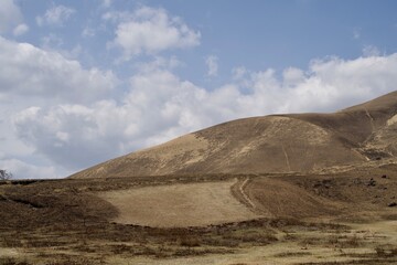 Fototapeta na wymiar Scenery of Mount Yufu without grass and trees.