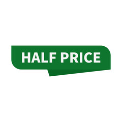 Fototapeta premium Half Price In Green Color Rectangle Ribbon Shape For Discount Promotion 