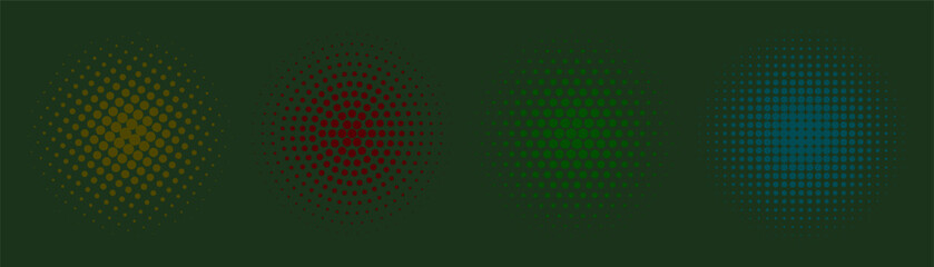 Set of halftone circles. Vector illustration,