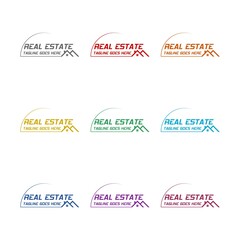 Real estate agent logo template icon isolated on white background. Set icons colorful