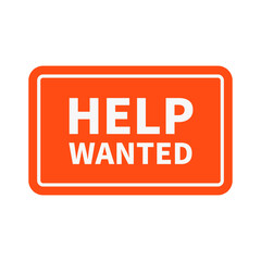 Help Wanted In Orange Color Rectangle Shape With White Line For Announcement
