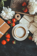 Summer composition top view, background