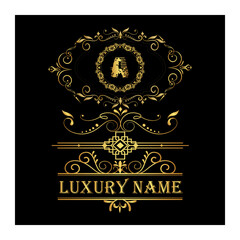 Luxury vintage crest logo. Calligraphic royal emblems and elements elegant decor. Vector crest monogram ornament for letter. Luxury logo template design vector illustration. Royal monogram crest brand