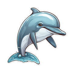 Obraz premium Dolphin Character Sticker, Generative AI
