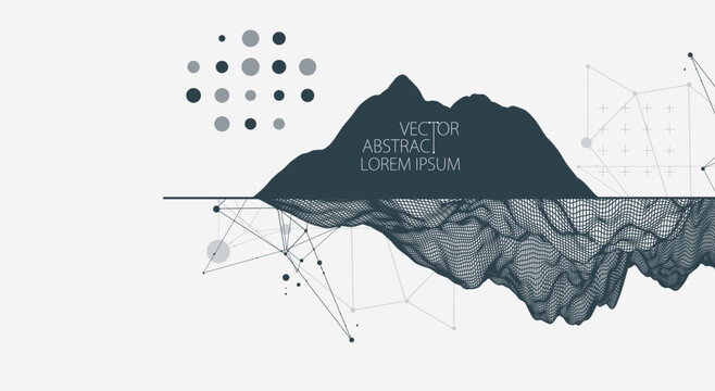 Trendy abstract wireframe background. Modern science or technology art elements. Surface illustration. Vector.