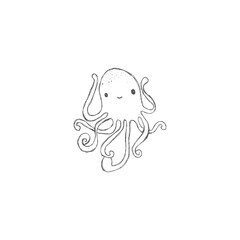 simple and minimal cute octopus sketch art for use in kids brand.