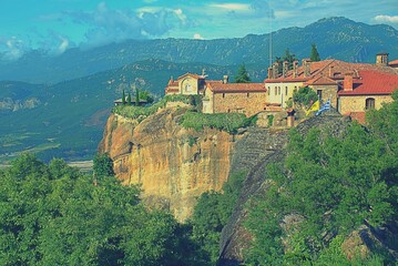 Obraz premium monastery on the rock mountain, Meteora,Greece