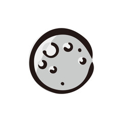 Moon - Space and planet icon/illustration (Hand-drawn line, colored version)