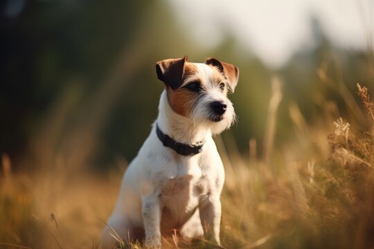 Jack Russel Terrier dog outdoors. Generative AI