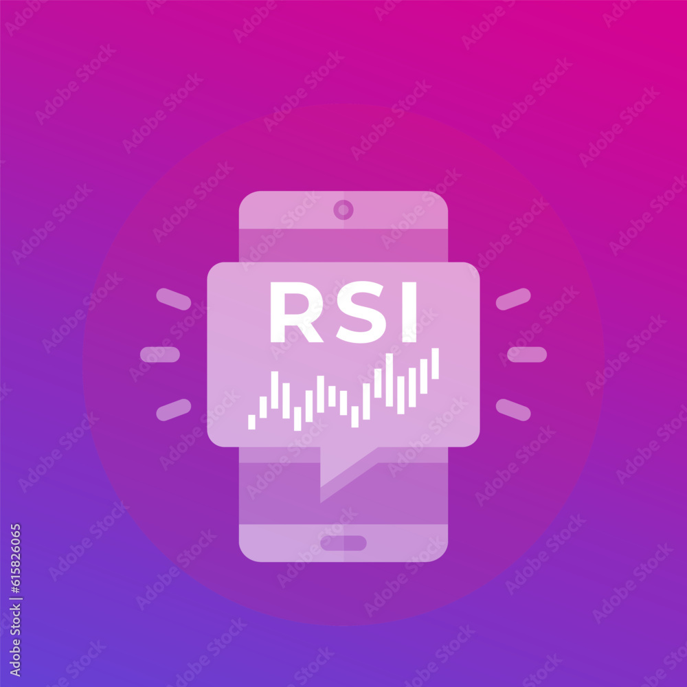 Poster rsi trading indicator icon, relative strength index vector