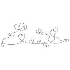 butterfly and heart illustration in continuous line art style. used for decoration and background. black line sketch on white background