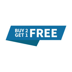 Buy Two Get One Free In Blue Color Ribbon Rectangle Shape For Business Sale
