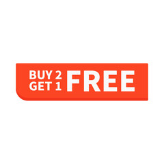 Buy Two Get One Free In Orange Color Rectangle Shape For Promotion Sale
