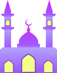 Mosque vector illustration. Shiny mosque icon for sign and symbol of muslim worship place. Mosque gradient icon of islam religion and muslim faith. Place of muslim to pray