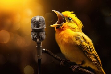 bird as a singing coach, fantasy illustration, generated with ai