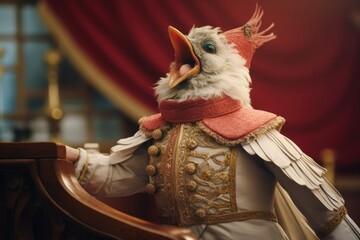 Obraz premium bird as an opera singer, fantasy illustration, generated with ai