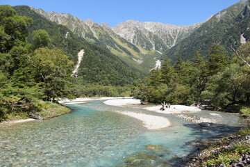穂高連峰と梓川