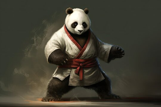 panda as a martial artist, fantasy illustration, generated with ai