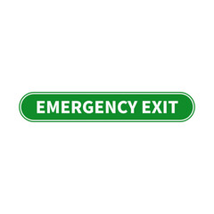 Emergency Exit In Green Color Rectangle Rounded Shape With White Line
