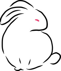 black and white illustration of a rabbit minimal style
