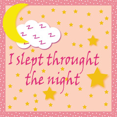 Baby girl card, milestone card, baby girl, I slept throught the night card