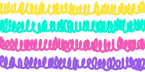 Fun colorful seamless pattern. Creative doodle abstract style art background for kids. Trendy texture design with contemporary basic shapes. Vector illustration