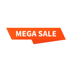 Mega Sale In Orange Color Rectangle Ribbon Shape For Business Sale
