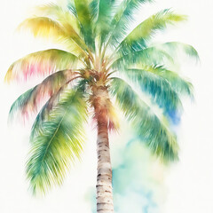 Obraz premium Rainbow colors palm tree watercolor style illustration