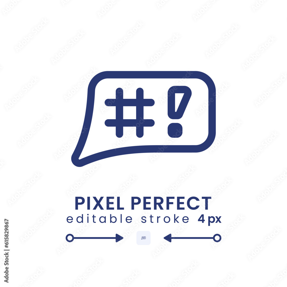 Poster speech bubble with symbols linear desktop icon. emotional communication. online chat. pixel perfect,