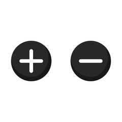 Plus Minus Icon In Black Color Circle Shape With White Line
