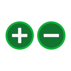 Plus Minus Icon In Green Color Circle Shape With White Line
