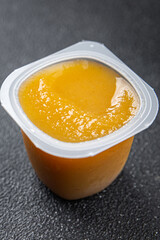 fruit puree no sugar apple, pear fruit healthy meal food snack on the table copy space food background rustic top view keto or paleo diet veggie vegan or vegetarian food