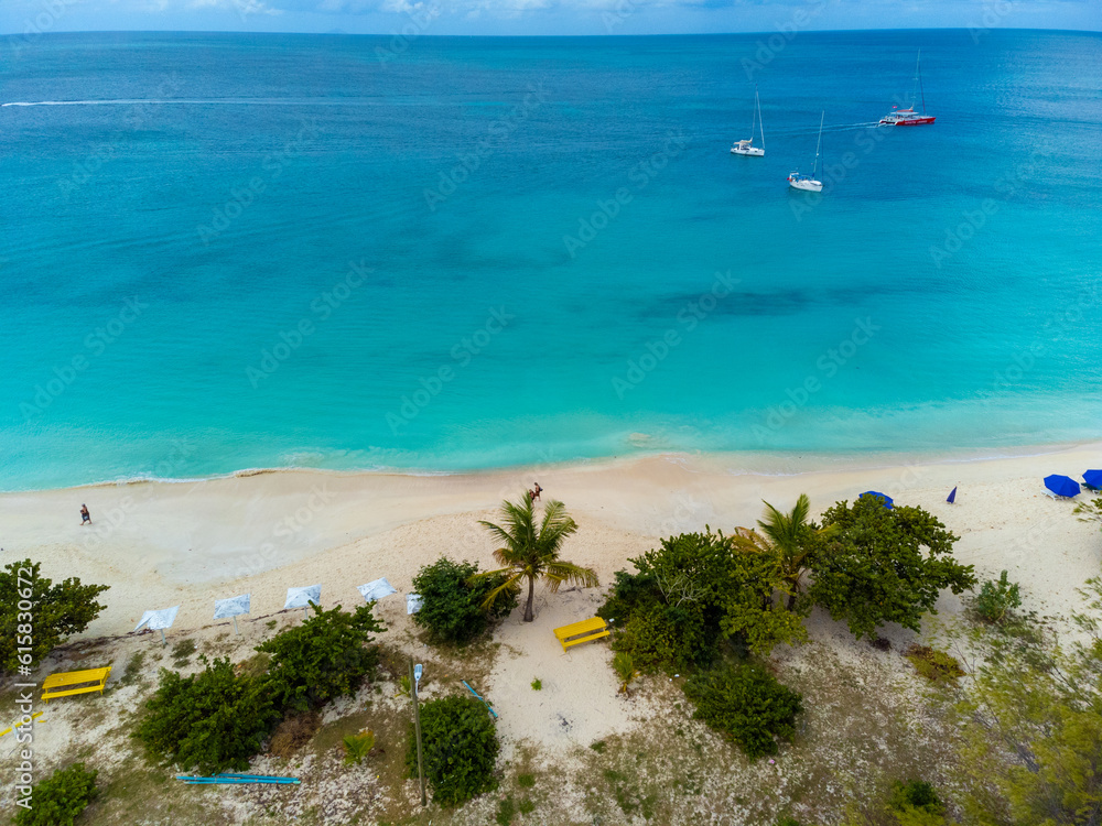 Canvas Prints Aerial drone panorama of the white beaches of Antigua island in the Caribbean sea