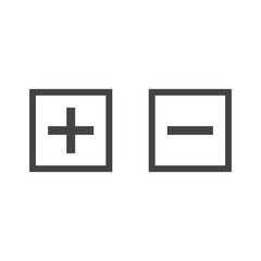 Plus Minus Icon In Grey Color Line Square Shape
