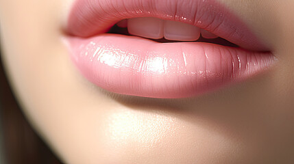 sexy lips with a sparkling pink lip gloss