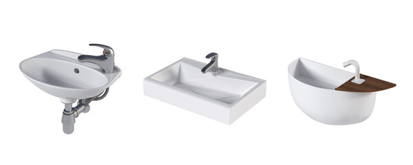 Washbasin isolated on white background, sink, 3D illustration, cg render