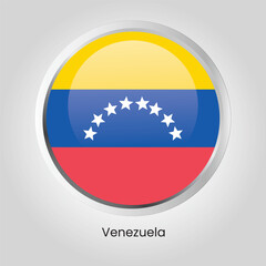 vector button flag of Venezuela State of South America on round frame