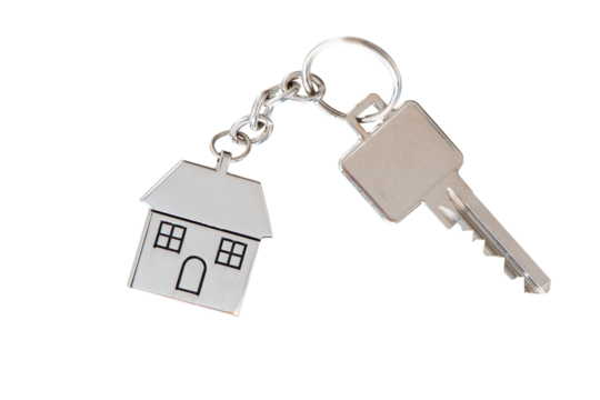 key for the door of your home isolated over transparent background