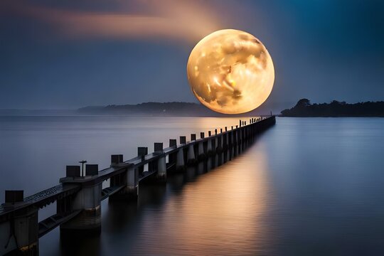 night view of the sea Generated AI