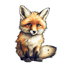 Obraz premium fox character sticker, Generative AI