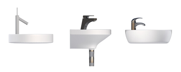 Washbasin isolated on transparent background, sink, 3D illustration, cg render