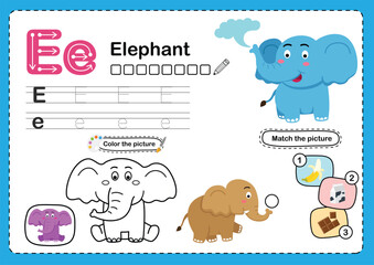 Illustration Isolated Animal Alphabet Letter E-Elephant