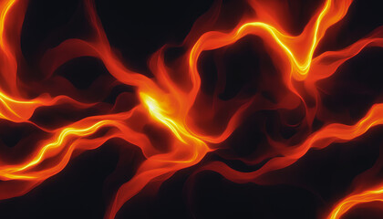 Flames of fire amidst swirling trails. Generative AI.