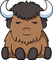 Cute Buffalo cartoon minimal with outline